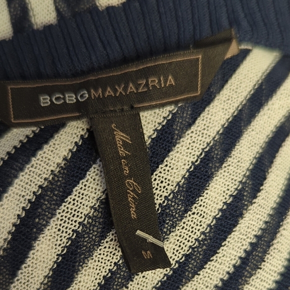 01583 BCBGMaxazria Striped Knit Dress Blue White Size Medium preppy retro summer - Picture 6 of 8